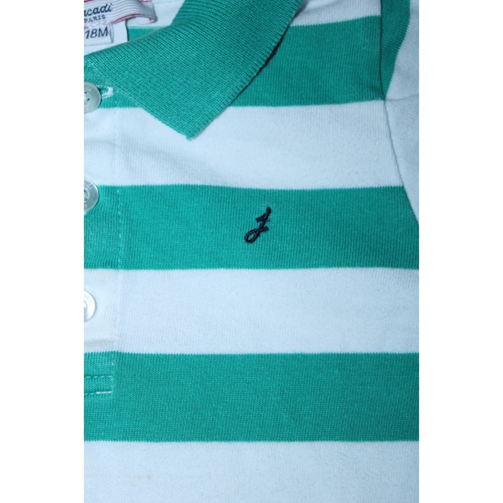 Jacadi Kids 18 Months Green White Striped Polo Shirt - Picture 4 of 10